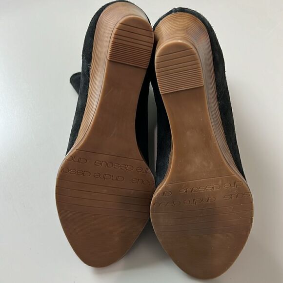 New Andre Assous Palmer Chelsea Boot Black-Suede Wedges Size 8 - Picture 6 of 9
